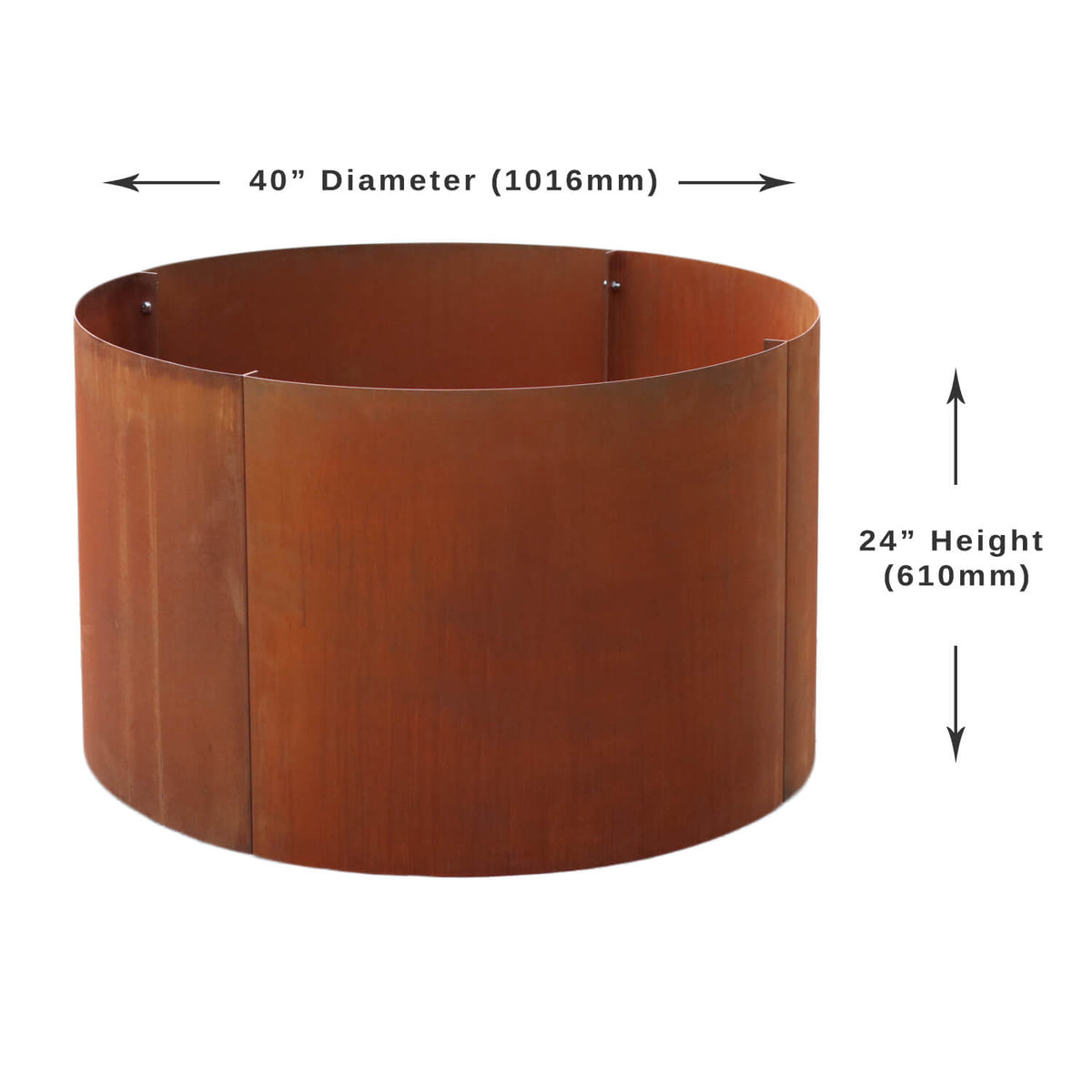 dimensions of large corten steel round raised bed