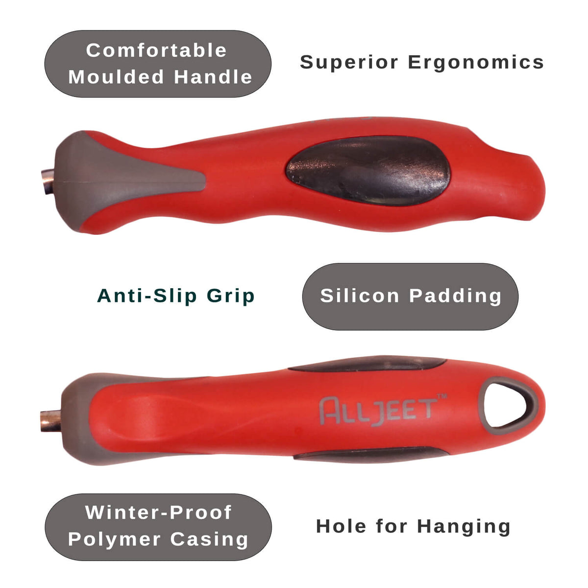 garden tools with moulded handles, anti slip grip, and hole for hanging