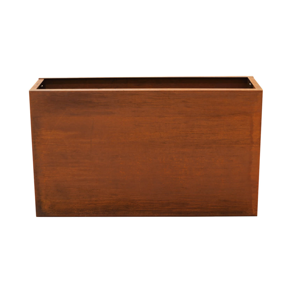 narrow rectangular corten steel planter box