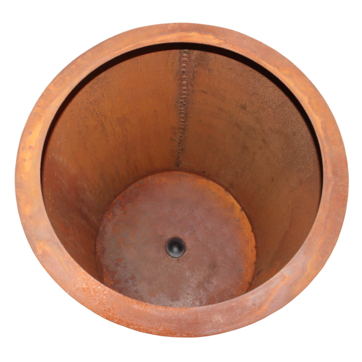 inside of corten steel garden pot